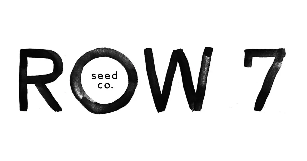 Black watercolor-style "ROW seed 7 co." text on a white background.