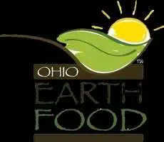 "OHIO EARTH FOOD" logo with a green leaf, yellow sun, and brown accents.